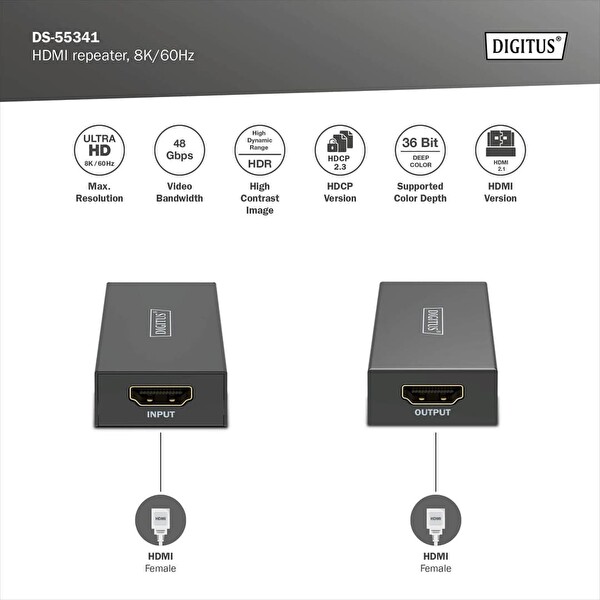 Digitus HDMI 8K 60Hz 10m 8K 60, 16 M 4K 60Hz Uzatıcı 6