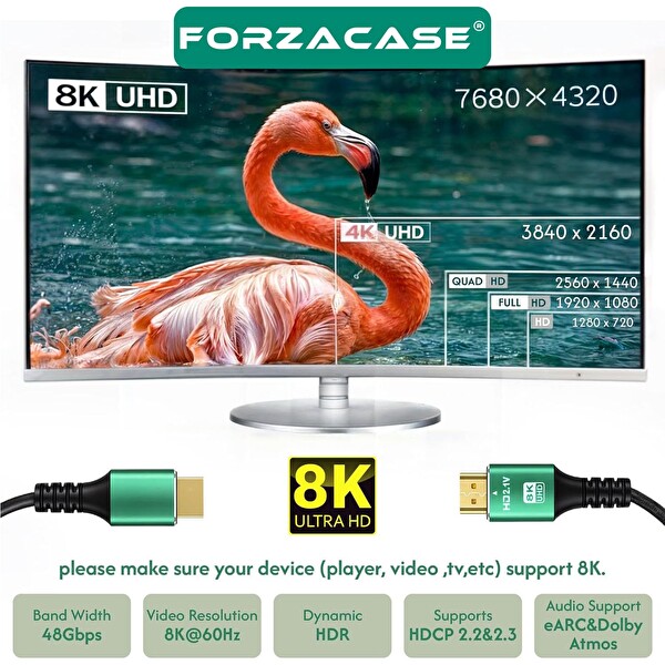 Blue Wings Ultra HD HDMI 2.1 Kablo 8K 60Hz 4K 240Hz 165Hz 144Hz 120Hz Yüksek Hızlı HDMI Kablo - 10 Metre