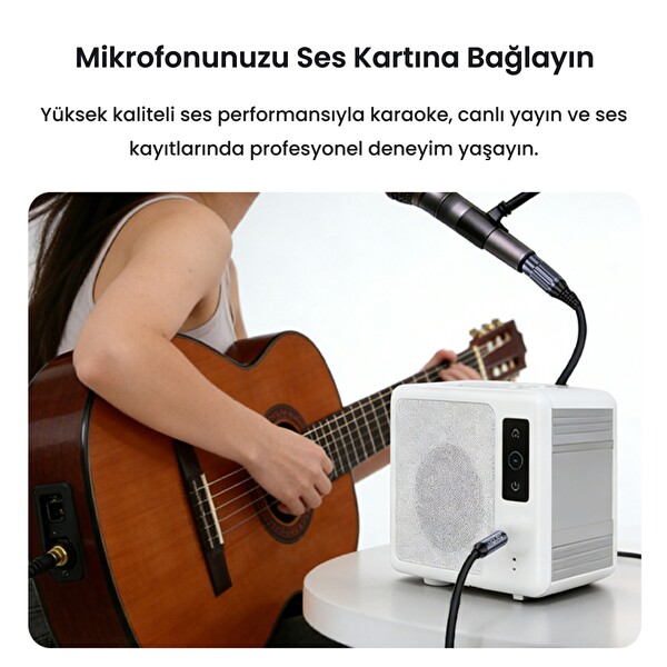 VegGieg 6.35 MM to XLR Dişi Mikrofon Kablosu Hi-Fi Ses Kalitesi OFC Bakır Enstrüman Ses Kablosu 3 M