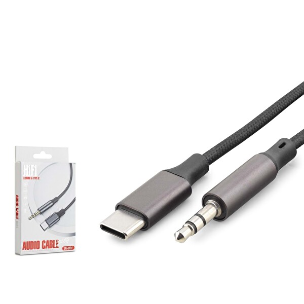 Hadron GJ021 Type-C 3.5 mm AUX Ses Kablosu Siyah 1 M