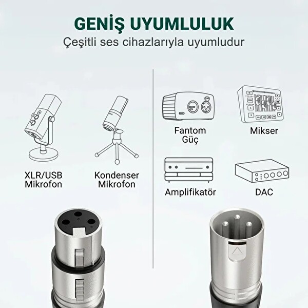 Fifine L9 Profesyonel XLR Mikrofon Kablosu Siyah 3 M