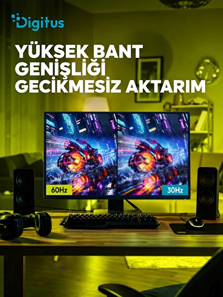 Digitus 20 Metre HDMI AOC Hibrit Fiber Optik Kablo 8K 60Hz UHD 48 Gbps HDR