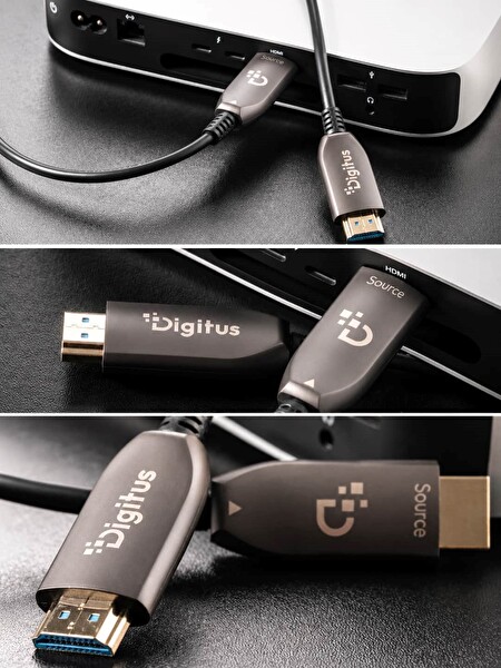 Digitus 100 Metre HDMI AOC Hibrit Fiber Optik Kablo 8K 60Hz UHD 48 Gbps HDR