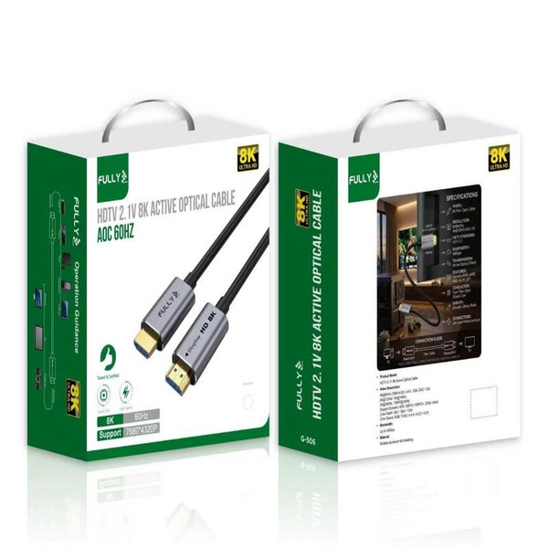 Fully 8K HDMI 2.1V Fiber Optik Kablo 10 m 7680 x 4320P