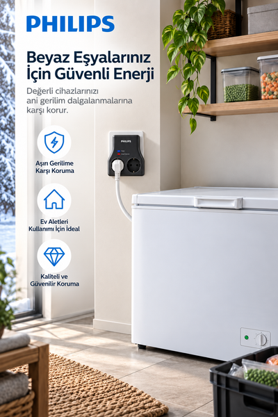 Philips CHP7022B/62 1140J Aşırı Gerilim Koruma 2'li Akım Korumalı Priz