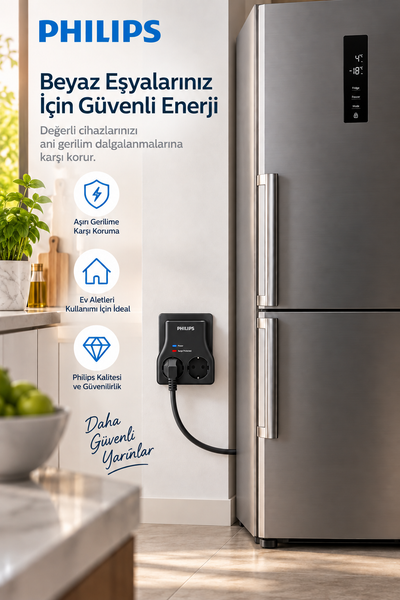 Philips CHP7022B/62 1140J Aşırı Gerilim Koruma 2'li Akım Korumalı Priz