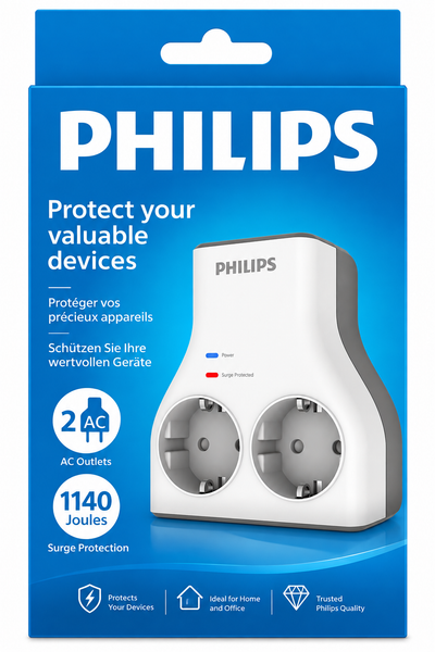 Philips CHP7022W/62 1140J Aşırı Gerilim Koruma 2'li Akım Korumalı Priz