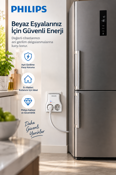 Philips CHP7022W/62 1140J Aşırı Gerilim Koruma 2'li Akım Korumalı Priz
