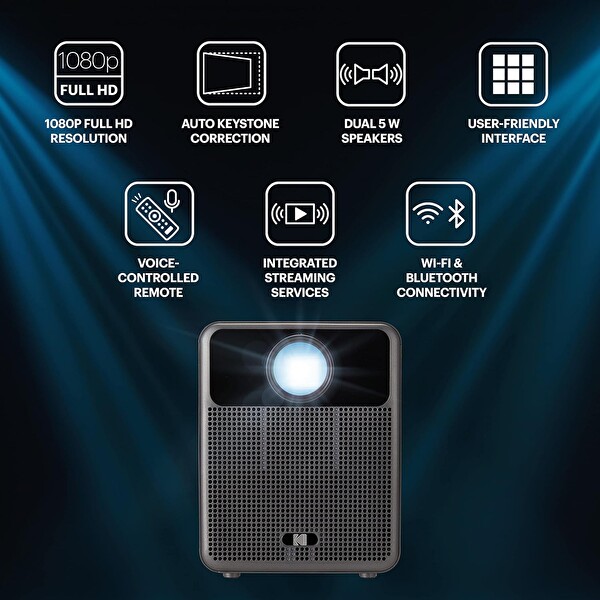 Kodak Flik HD10 Android TV 1080p FHD Akıllı Video Projektör Sistemi