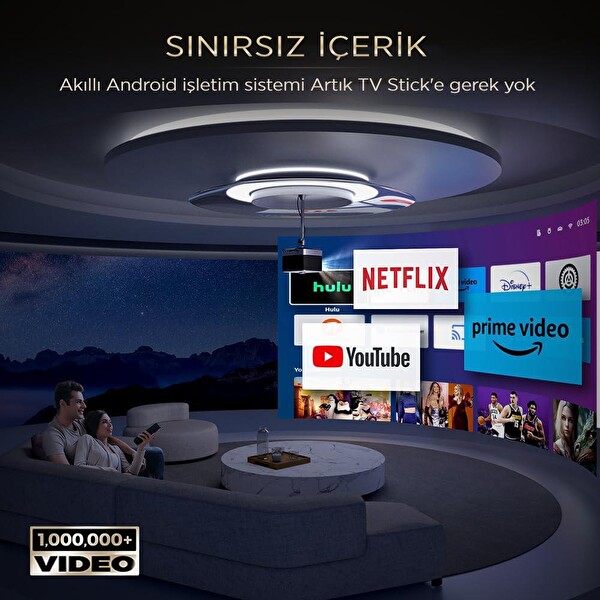Vankyo Aurzen Boom 3 4K Android Projeksiyon Cihazı-Auto Focus-Auto Keystone-6G WiFi-250 İnç Yansıtma 36W HiFi Dolby Ses Sistemi
