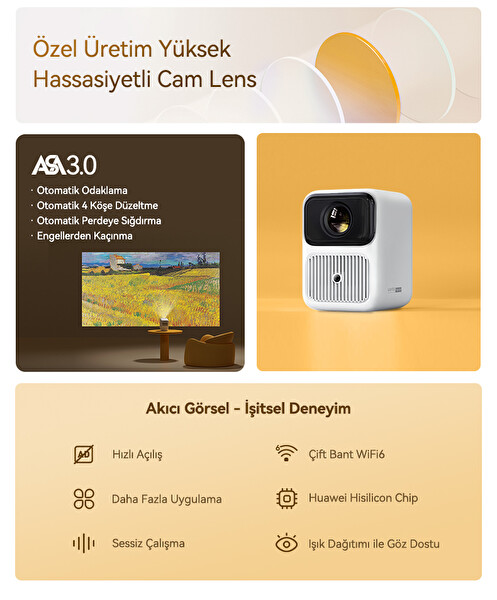 Wanbo Dali 1 Bluetooth Hoparlör Modlu Taşınabilir Projeksiyon Cihazı