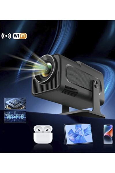 Torima HY320 Siyah Taşınabilir Sinema Projektörü 4K 1080P Ev Sineması Bluetooth Android Akıllı Projeksiyon Wi-Fi