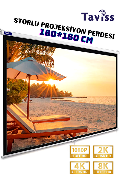 Taviss 180x180 CM Storlu Manuel Projeksiyon Perdesi
