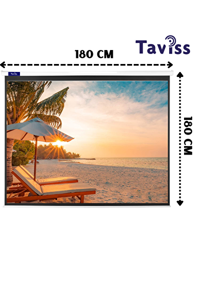 Taviss 180x180 CM Storlu Manuel Projeksiyon Perdesi