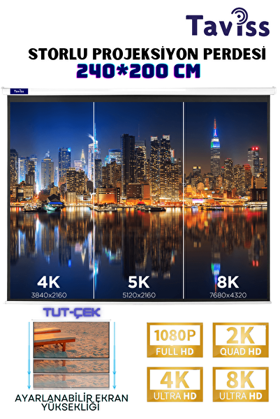 Taviss 240x200 CM Storlu Manuel Projeksiyon Perdesi