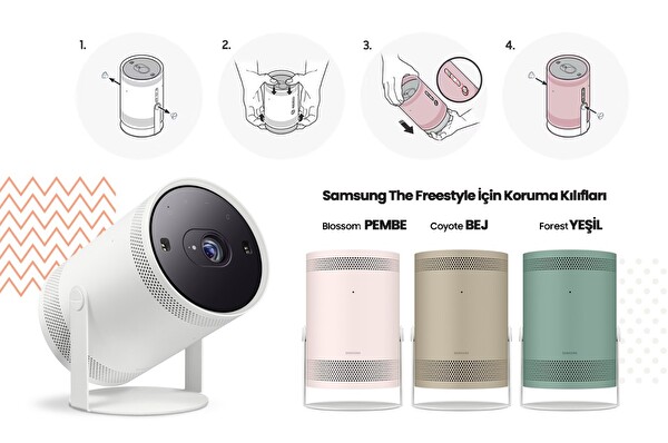 Samsung The Freestyle Projeksiyon Kılıfı Silikon Koruma - Bej