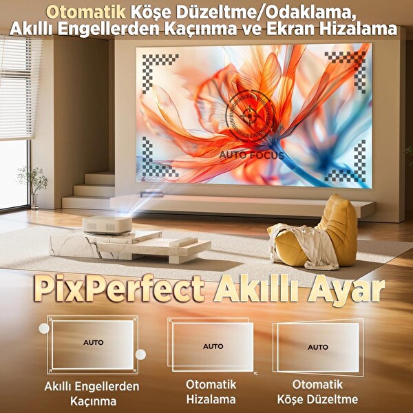 Vankyo Leisure L570B Smart TV 4K Destekli Projeksiyon Cihazı - Auto Focus - Auto Keystone - 6G WiFi+5.2 Bluetooth