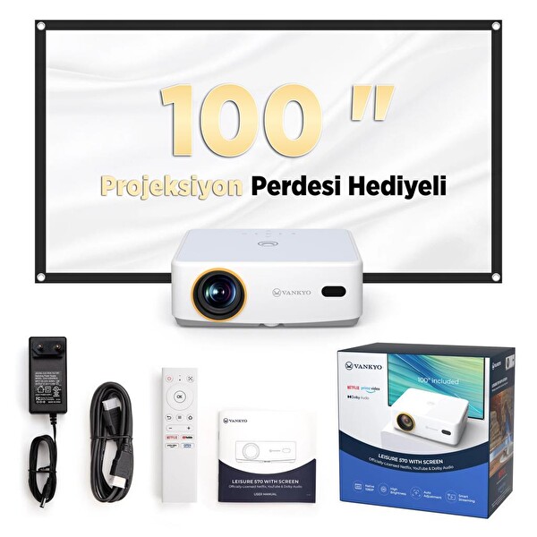 Vankyo Leisure L570B Smart TV 4K Destekli Projeksiyon Cihazı - Auto Focus - Auto Keystone - 6G WiFi+5.2 Bluetooth