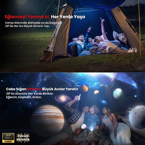 Vankyo Aurzen ZIP Katlanabilir DLP 1080P Destekli Bataryalı Projeksiyon Cihazı - Auto Focus - Auto Keyston