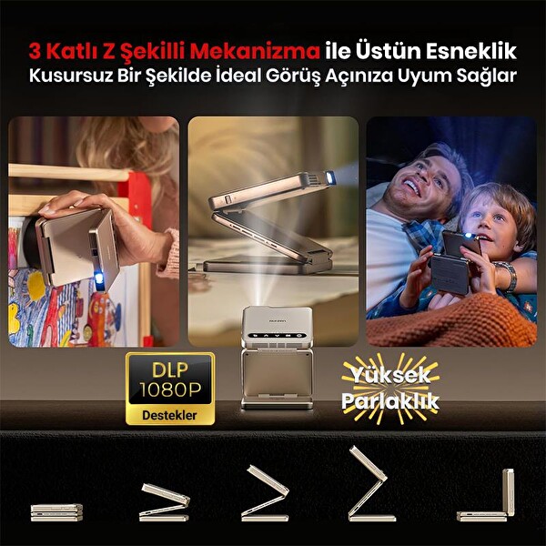 Vankyo Aurzen ZIP Katlanabilir DLP 1080P Destekli Bataryalı Projeksiyon Cihazı - Auto Focus - Auto Keyston