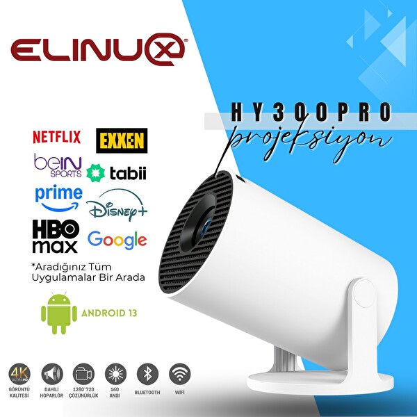 Elinux HY300PRO Akıllı Android 13 Projektör Cihazı - T950s