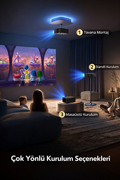 TaoTronics TT-SP011 Mini Projeksiyon Cihazı 1080P Ev Sinema Wi-Fi Bluetooth (Taotronics TT-BH1121-RED Kablosuz Kulaklık Hediyeli)