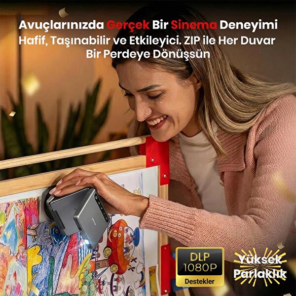 Vankyo Aurzen ZIP DLP 1080P +Auto Focus+Auto Keystone+Type-C Hızlı Şarj+6G Wi-Fi Destekli Bataryalı Projeksiyon Cihazı