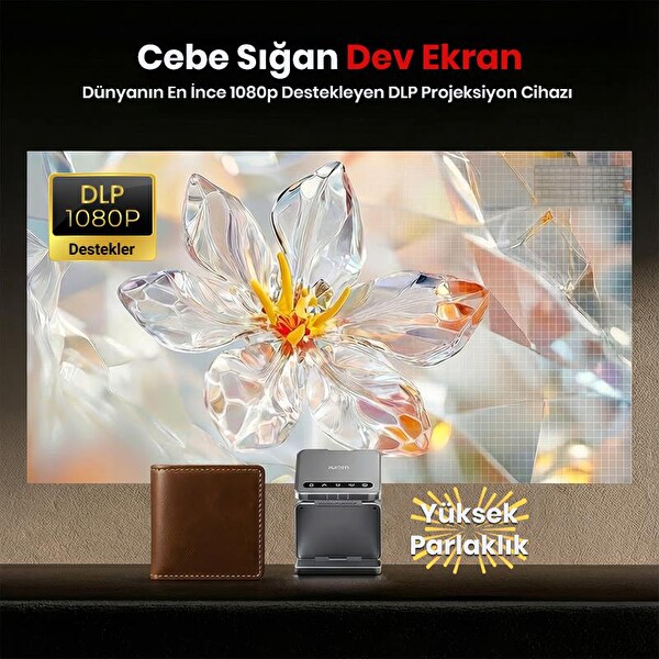 Vankyo Aurzen ZIP DLP 1080P +Auto Focus+Auto Keystone+Type-C Hızlı Şarj+6G Wi-Fi Destekli Bataryalı Projeksiyon Cihazı