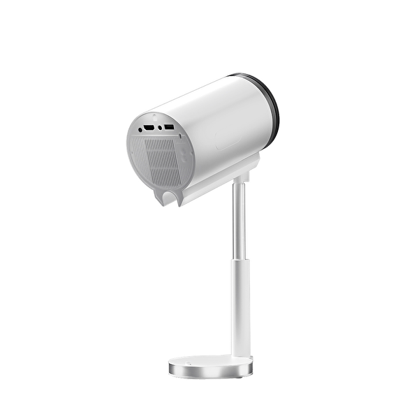 Elinux TS7 Android 13 90 Derece Gimbal Tripod 720P Çözünürlük 230 ANSI Lümen Wi-Fi 6 Bluetooth 5.4 Beyaz Projeksiyon Cihazı