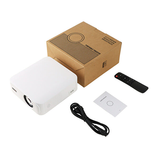 Elinux V318 Android 11 1080P Çözünürlük 360 ANSI Lümen Otomatik Focus,Wi-Fi 6 Bluetooth 5.4 Beyaz Projeksiyon Cihazı