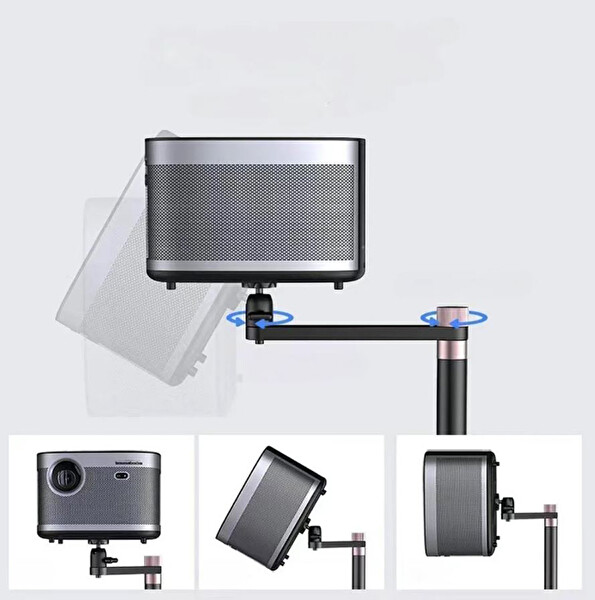 Ayex Projektör Stand C - Yükseklik Ayarlı Metal Projektör Standı - 91-123 CM Siyah