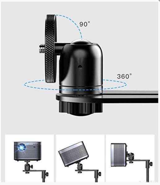 Ayex Projektör Stand C - Yükseklik Ayarlı Metal Projektör Standı - 91-123 CM Siyah