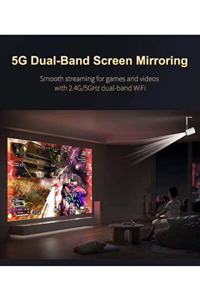 Başkenttekno SK12 Akıllı Projektör - 720P HD 200 ANSI Lümen WiFi Destekli Android 13 Ev Sinema Projektörü
