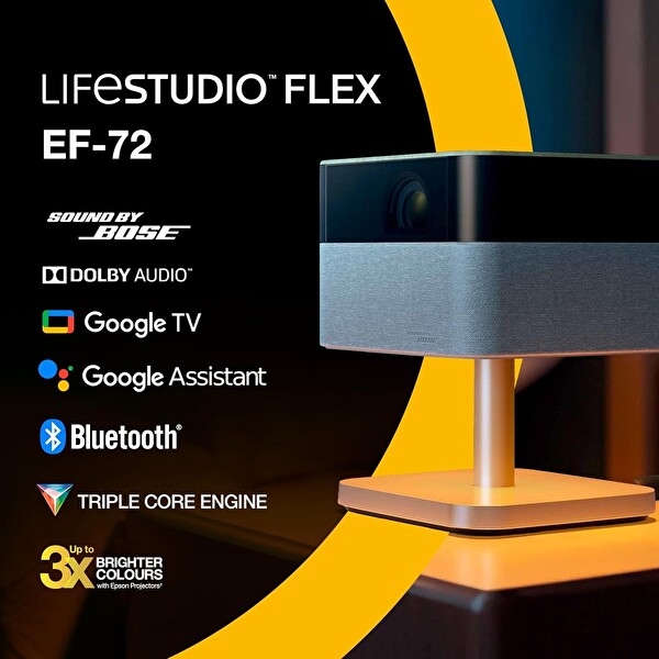 Epson Lifestudio Flex Plus EF-72 4K Pro-UHD 1000 Lümen Google TV Akıllı Projeksiyon Cihazı