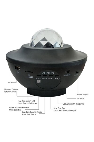 Zenon Smart Starry Projektör 7 Farklı Ambiyans Bluetooth Hoparlör