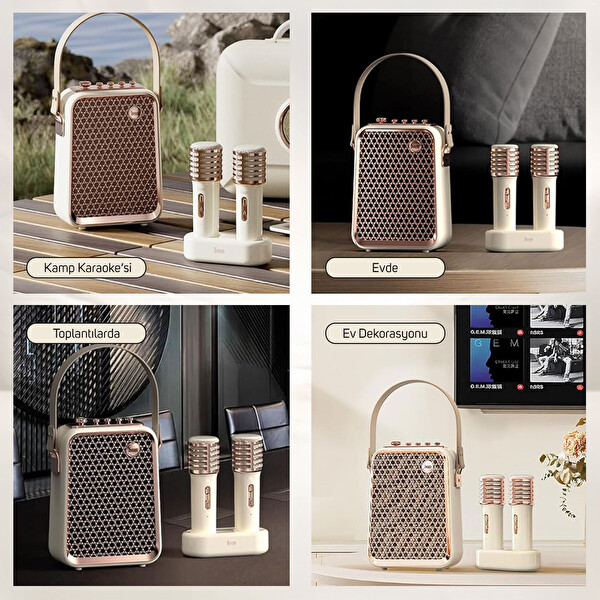 Divoom SongBird-HQ Çift Mikrofonlu Beyaz Bluetooth Hoparlör