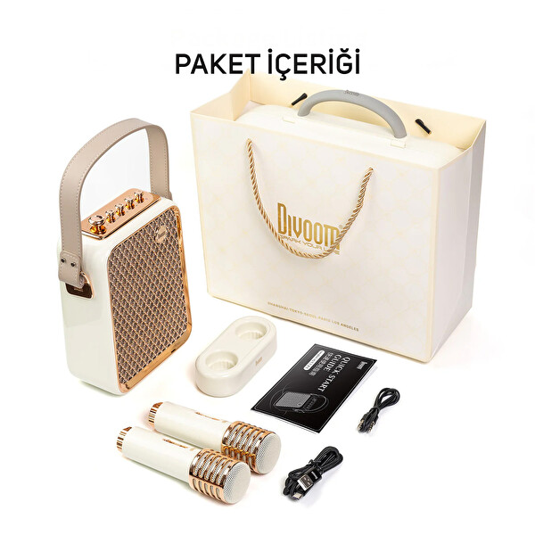 Divoom SongBird-HQ Çift Mikrofonlu Beyaz Bluetooth Hoparlör