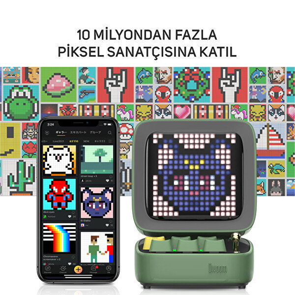 Divoom Ditoo Pro Piksel Ekranlı Yeşil Bluetooth Hoparlör