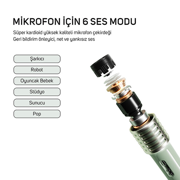 Divoom SongBird-HQ Çift Mikrofonlu Yeşil Bluetooth Hoparlör