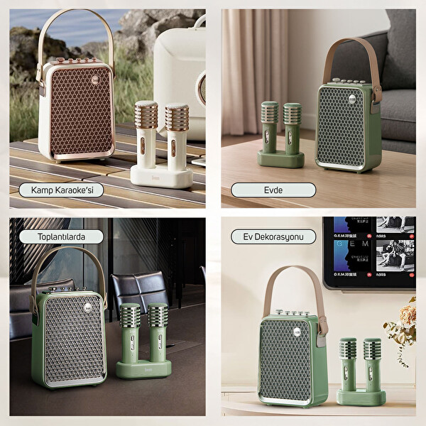 Divoom SongBird-HQ Çift Mikrofonlu Yeşil Bluetooth Hoparlör