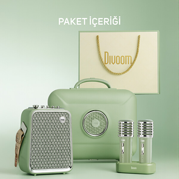 Divoom SongBird-HQ Çift Mikrofonlu Yeşil Bluetooth Hoparlör