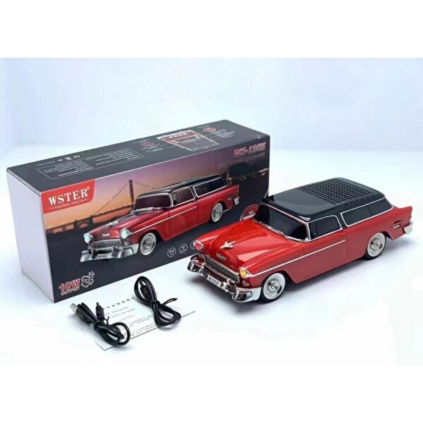 Torima WS-1955 Klasik Araba USB-TF-FM Radyo Kırmızı Bluetooth Hoparlör