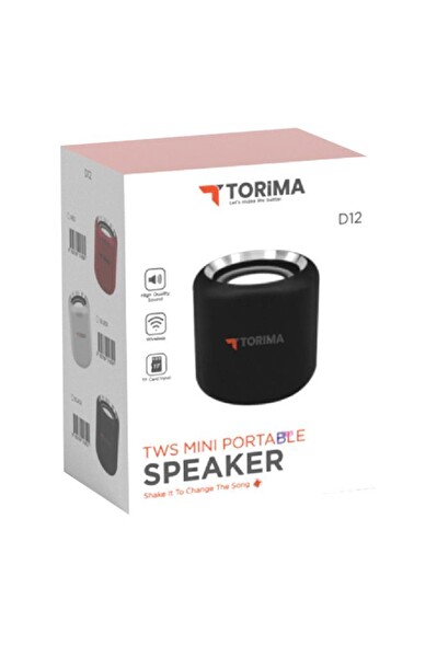 Torima D12 Taşınabilir Kablosuz Siyah Bluetooth Hoparlör