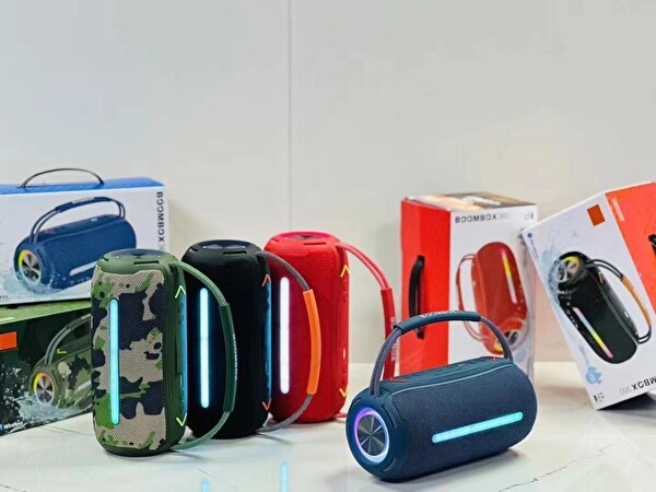 Torima Booms Box 360 Taşınabilir RGB Ledli USB-TF Kırmızı Bluetooth Hoparlör