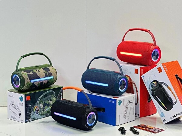 Torima Booms Box 360 Taşınabilir RGB Ledli USB-TF Kırmızı Bluetooth Hoparlör