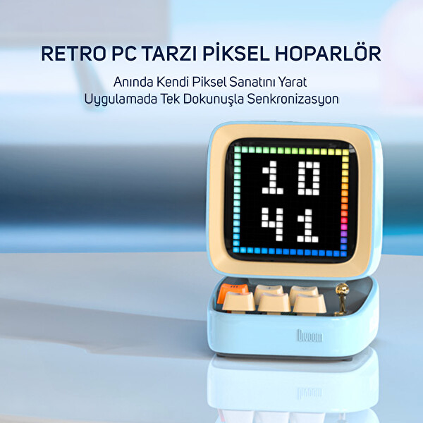 Divoom Ditoo Pro Mavi Bluetooth Hoparlör ve Times Gate Dijital Led Ekran Seti