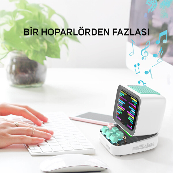 Divoom Ditoo Pro Beyaz Bluetooth Hoparlör ve Times Gate Dijital Led Ekran Seti