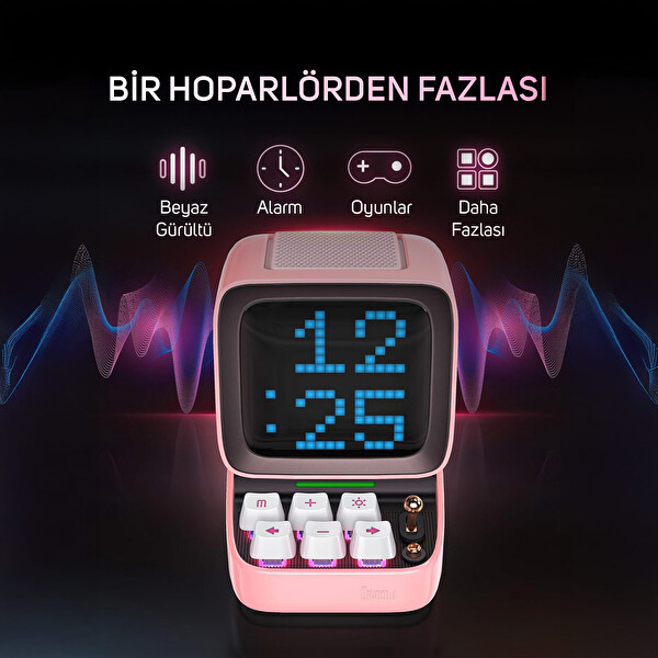 Divoom Ditoo Pro Pembe Bluetooth Hoparlör ve Pixoo Led Ekran Seti