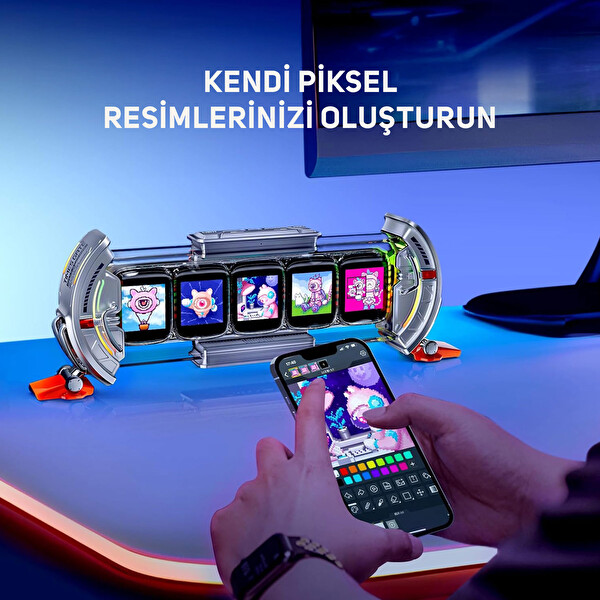 Divoom Ditoo Pro Siyah Bluetooth Hoparlör ve Times Gate Dijital Led Ekran Seti