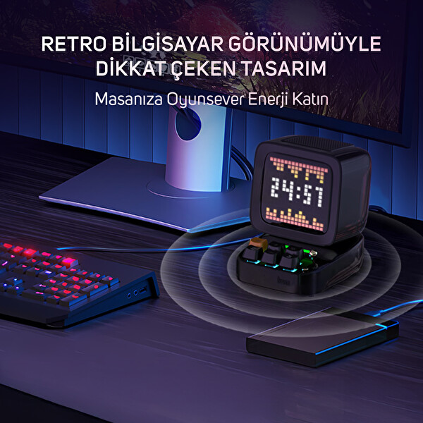 Divoom Ditoo Pro Siyah Bluetooth Hoparlör ve Pixoo Max Led Ekran Seti